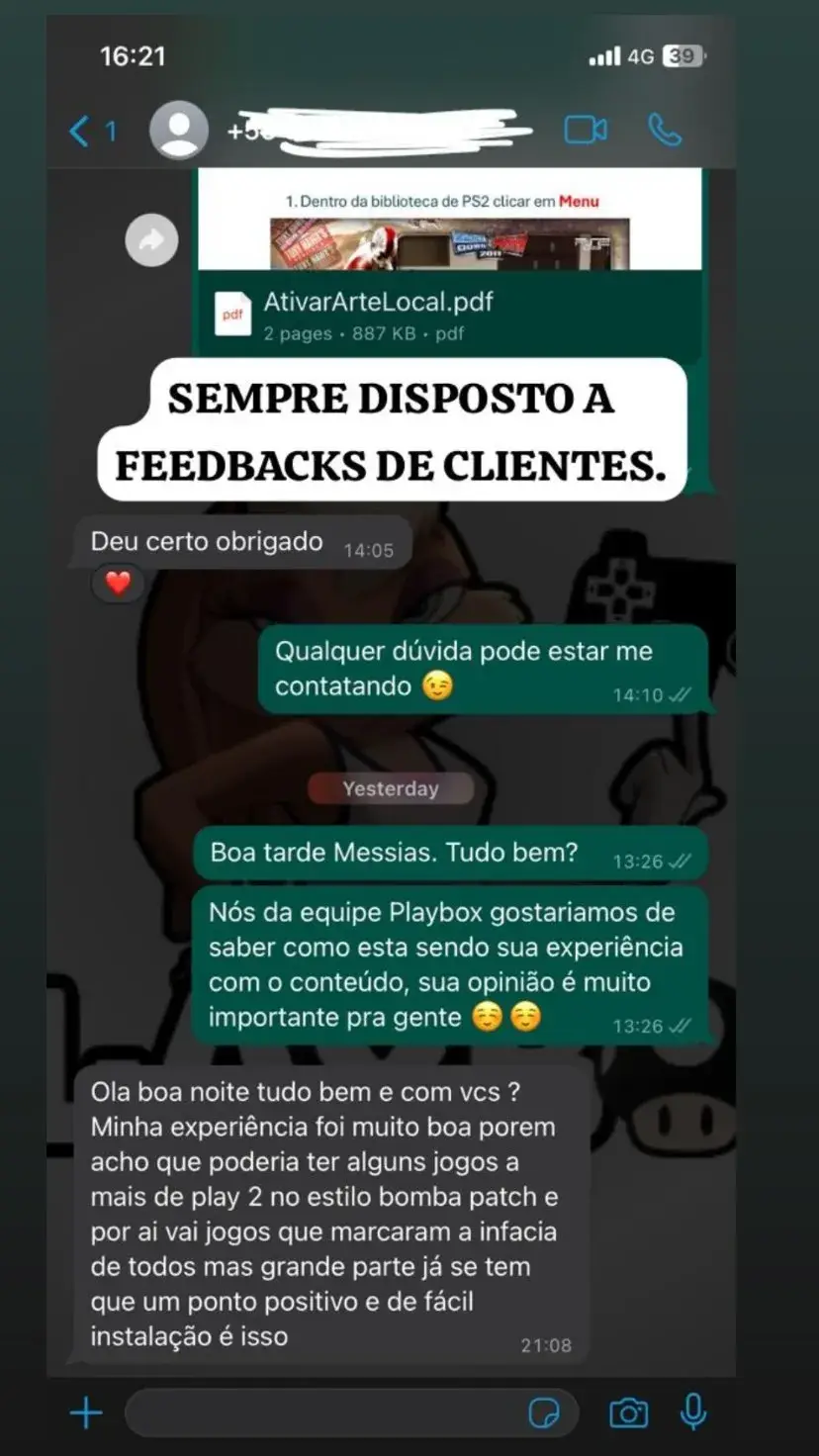 Retrofy cliente elogiando whatsapp