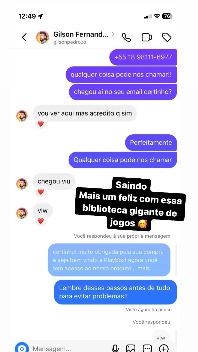 Retrofy cliente elogiando no instagram